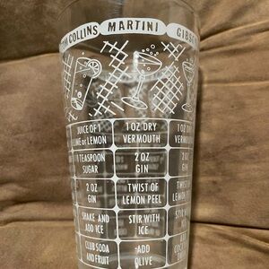 Cocktail Recipe Glass with White Print